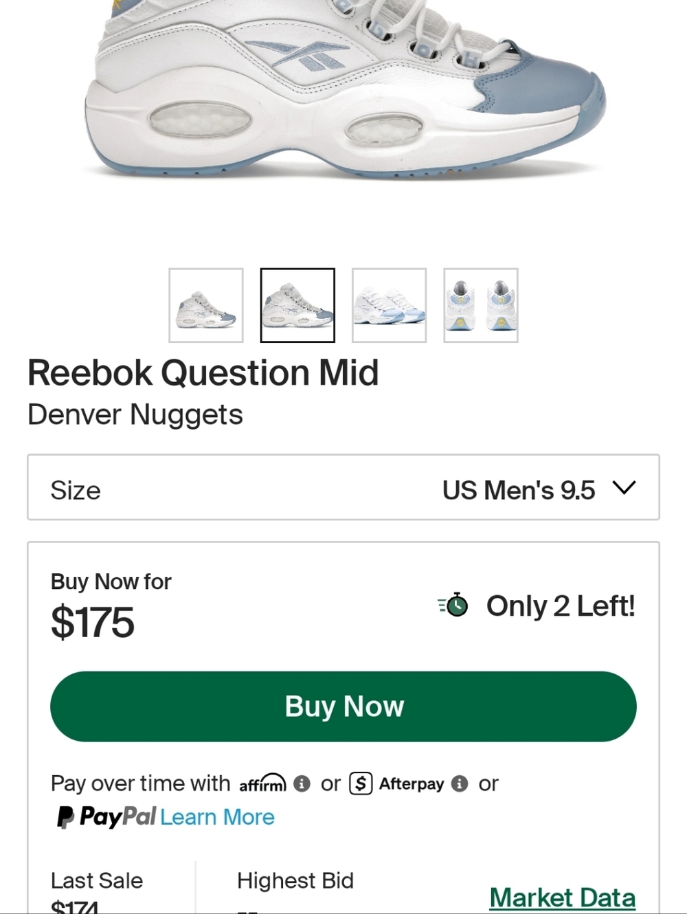 Mens Reebok Question Mid Denver Nuggets - Picture 13 of 13